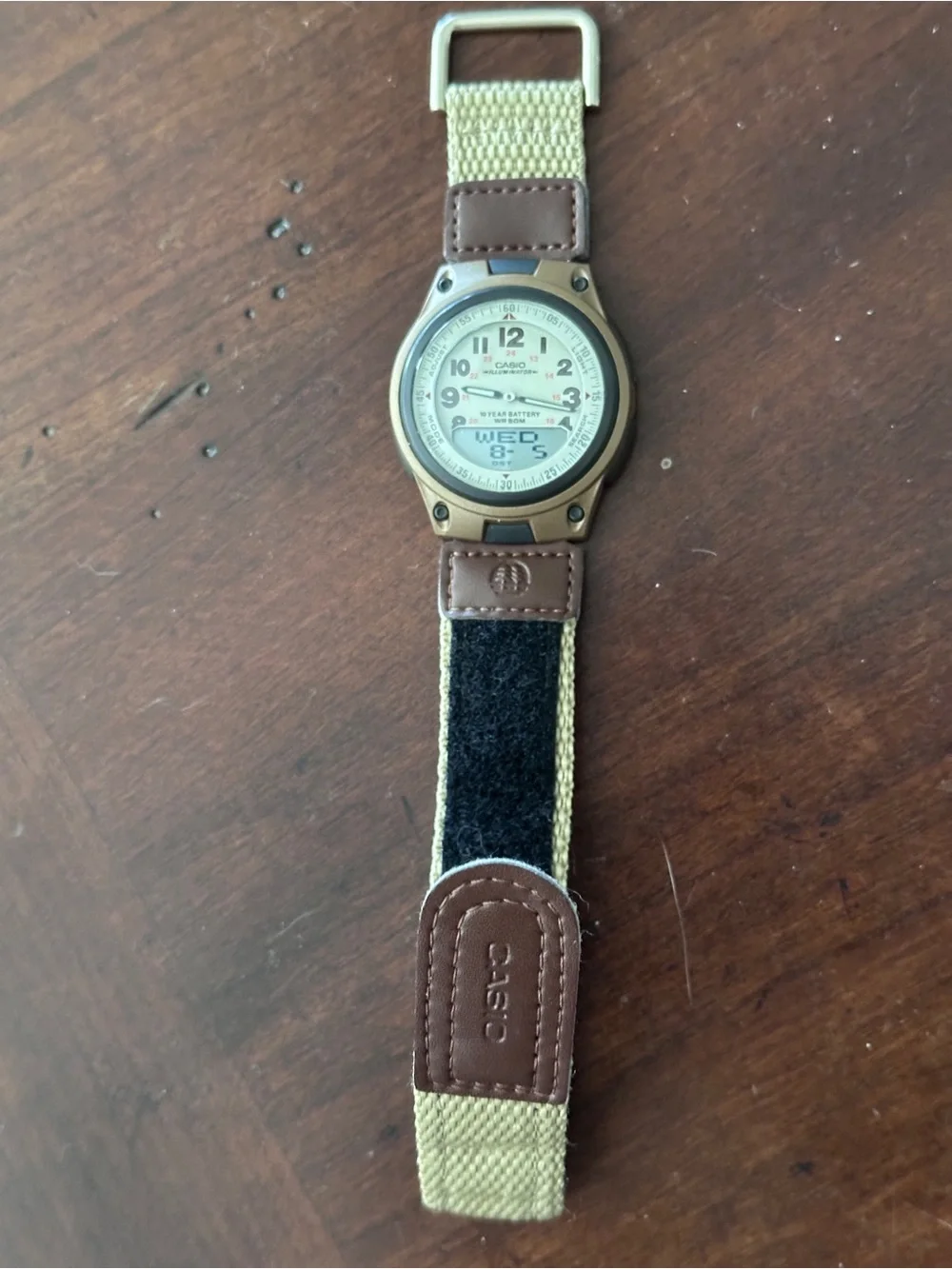 Casio Telememo with Beige/ Brown Nylon Forester Strap